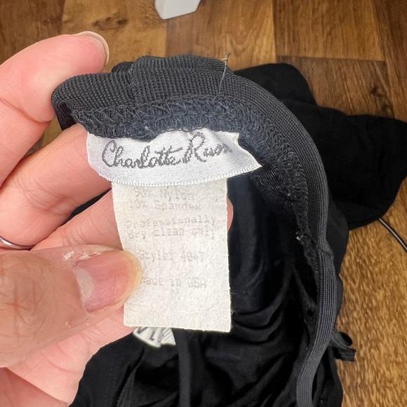 Charlotte Russe Vintage Made in the USA black Dress adjustable tie front - Picture 3 of 3